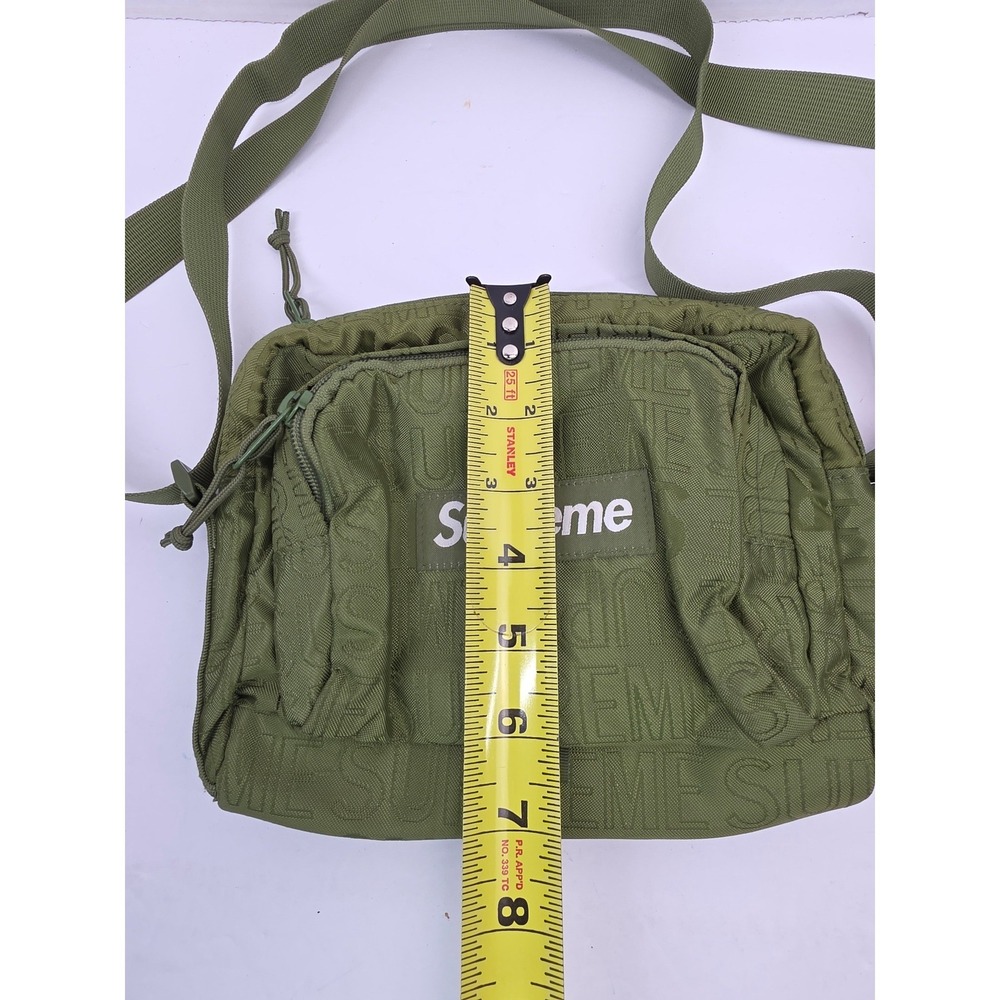 Supreme Cordura Shoulder Bag Olive Green Embossed Logo Crossbody FW22 - Picture 8 of 8